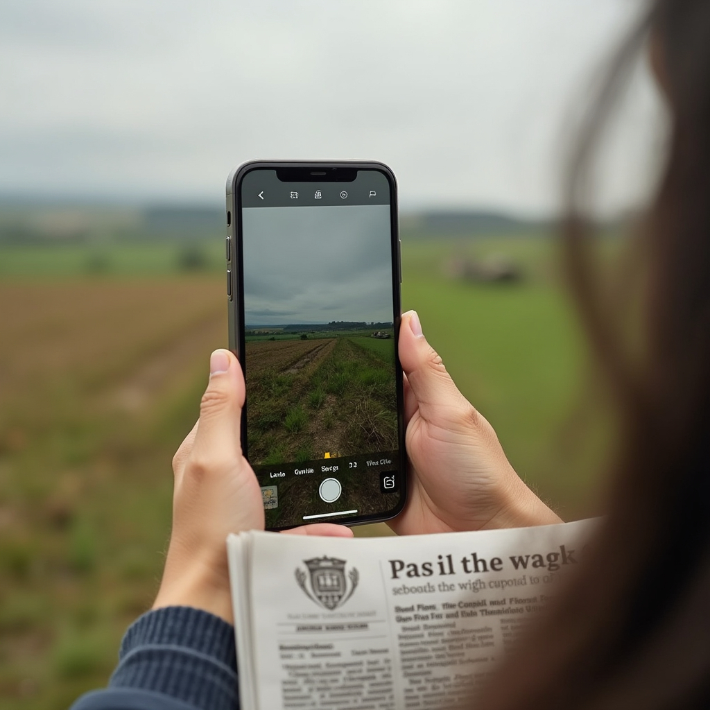 Person taking pictures of a plot